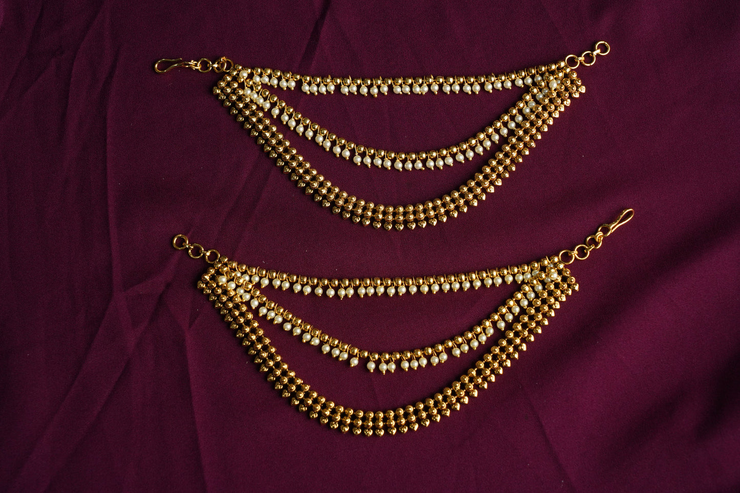 Pearl and Gold Layered earchain