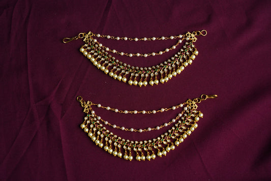 Red and green earchain with pearl work