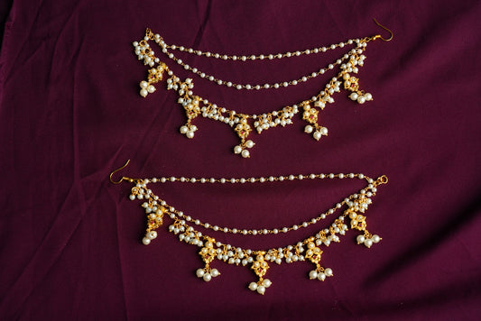 Saaj Earchain in Pearl dangles