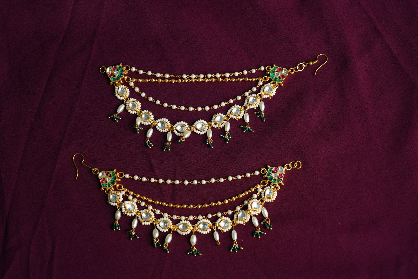 Pachi kundan earchain