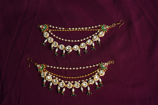 Pachi kundan earchain