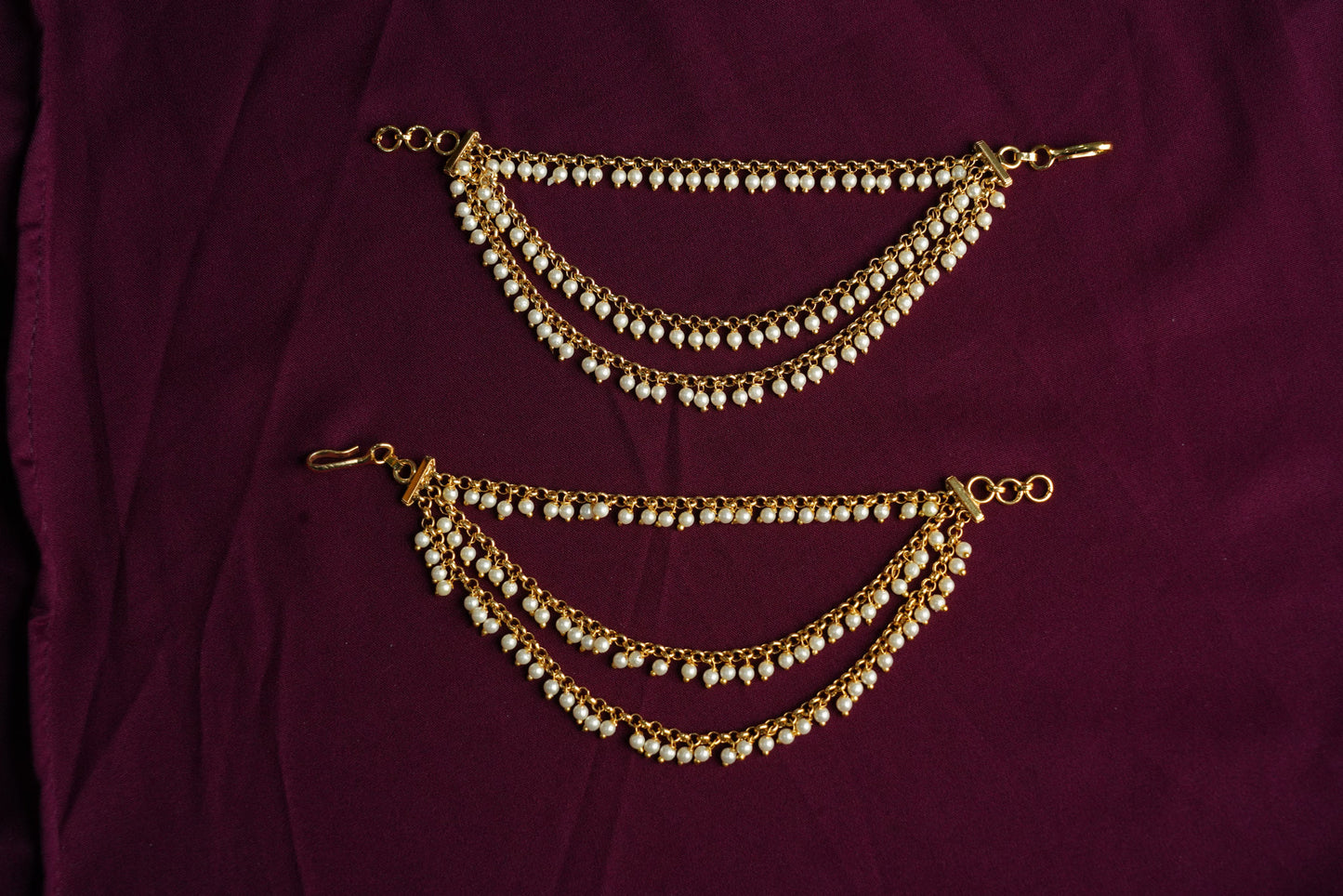 layered pearl earchain