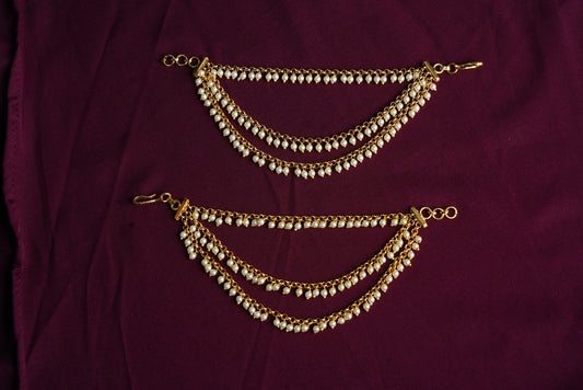 layered pearl earchain