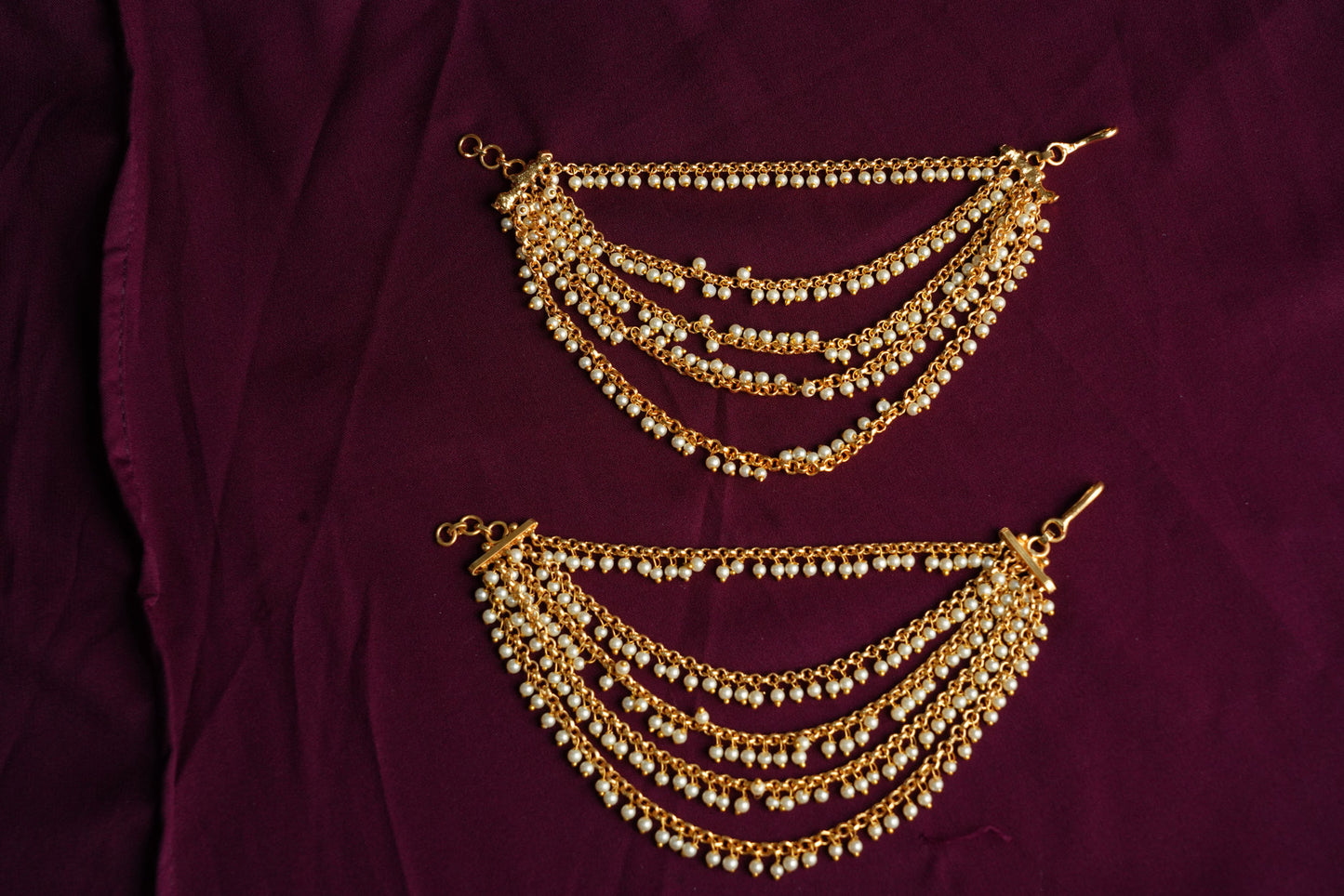 5 layered earchain pearl dangles