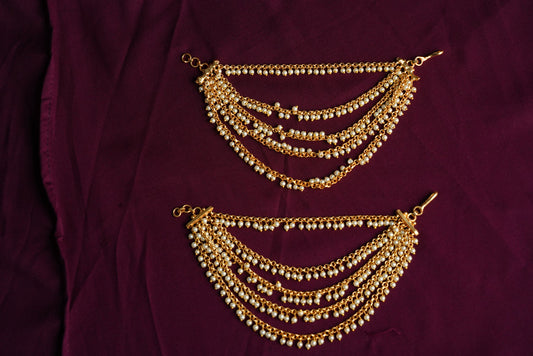 5 layered earchain pearl dangles