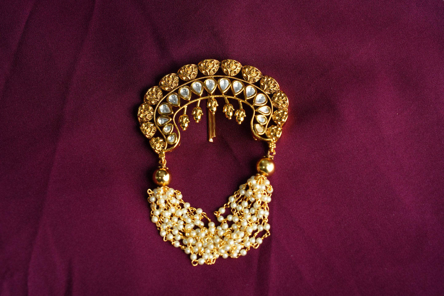 White kundan stone Hair Brooch