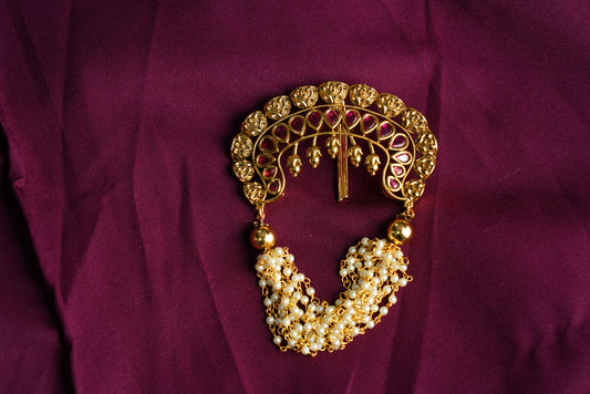Pink stone Hair brooch