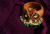 Traditional Kemp Stone Chandbali Earrings with Green Beads