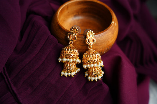 Gold Jhumka beautiful danglings