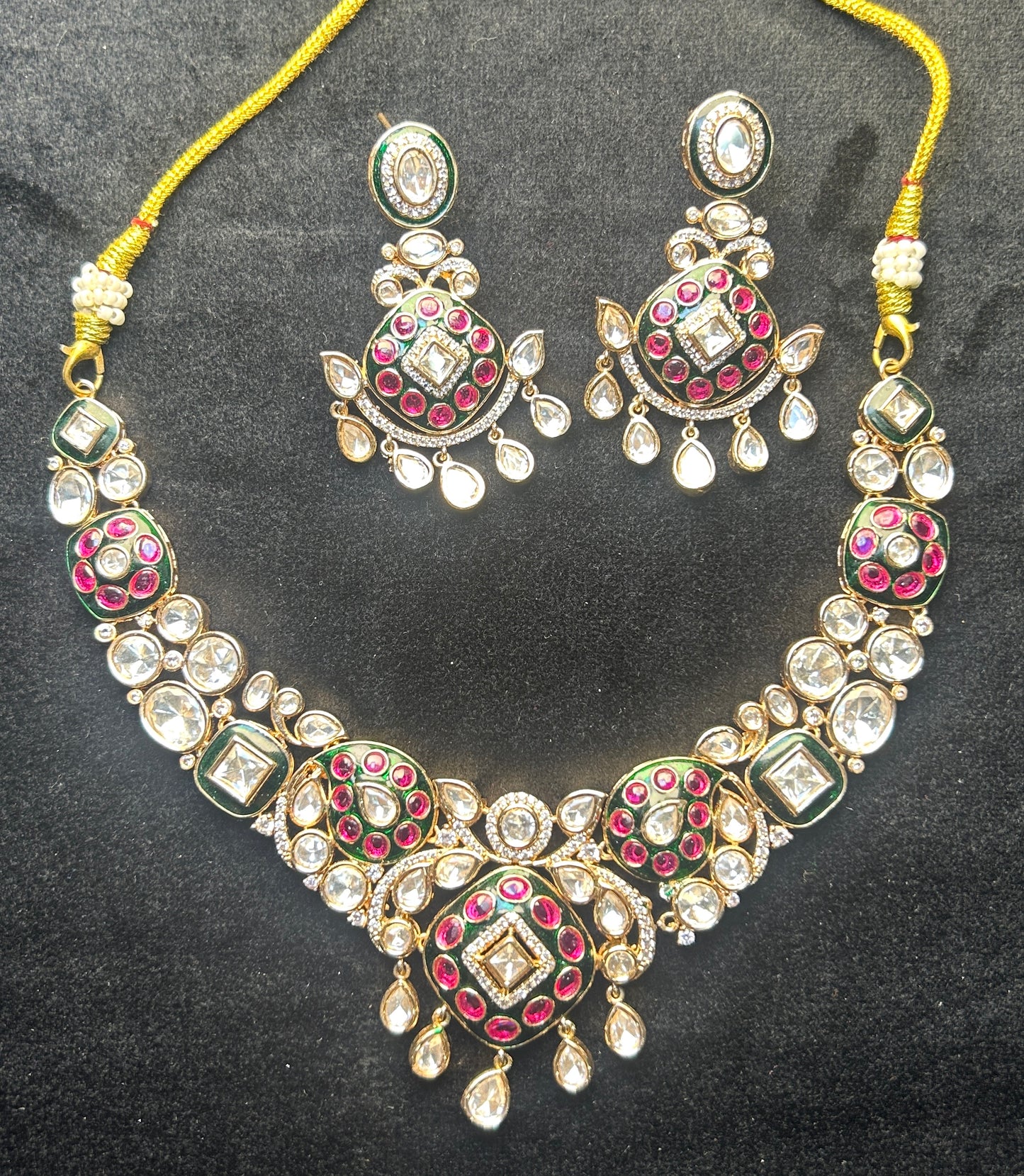 Ruby Meenakari Kundan Bridal Necklace Set