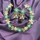 Floral Emerald & CZ Necklace Set