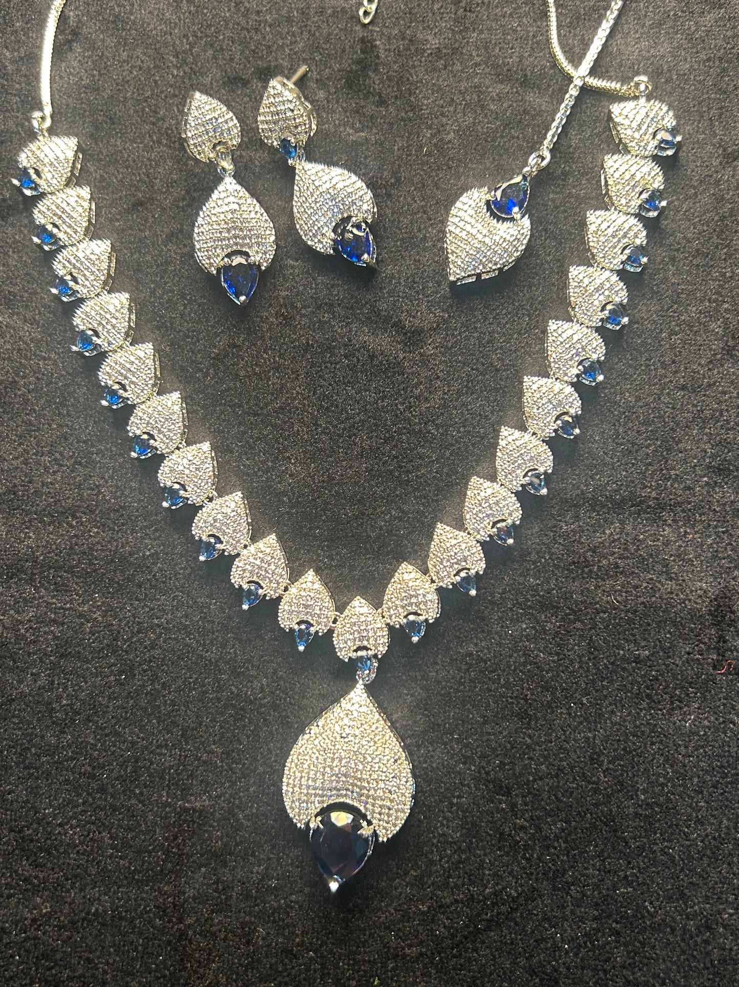 Blue Royale CZ Necklace Set