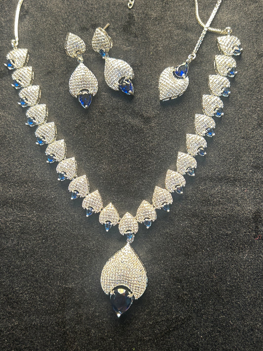 Blue Royale CZ Necklace Set