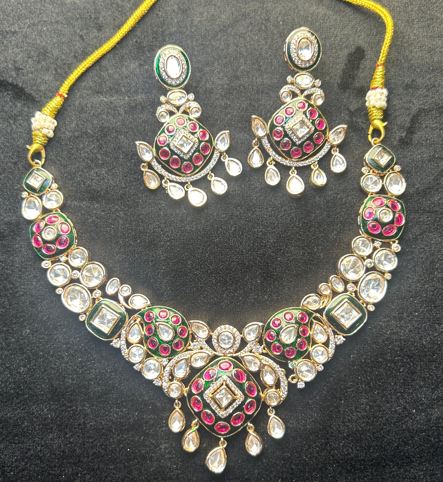 Ruby Meenakari Kundan Bridal Necklace Set