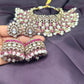 Ruby & Diamond Look Choker Necklace Set with Jhumkas