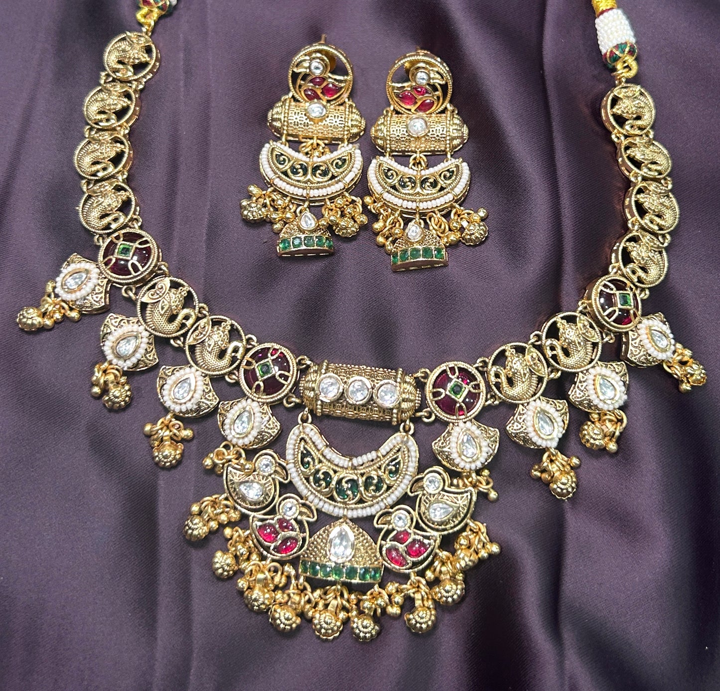 Antique Peacock Motif Necklace Set