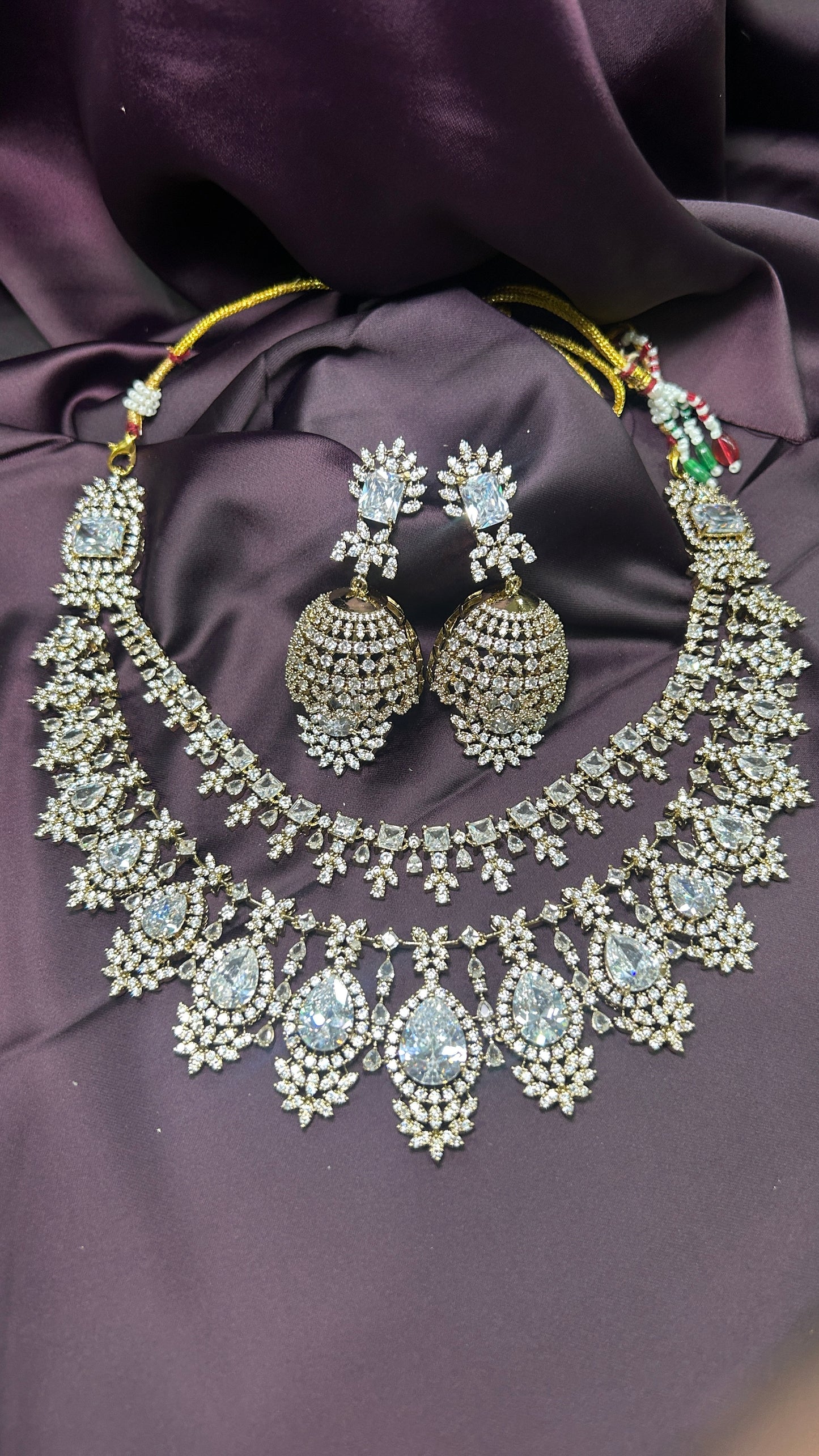 Grand Bridal Diamond Choker with Jhumka Earrings