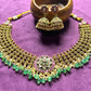 Heritage Floral Choker Necklace Set with Green Beads