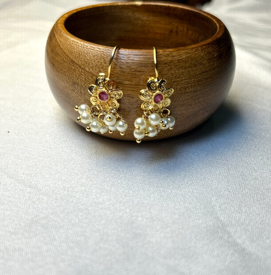 Floral Pearl Bugdi Earrings