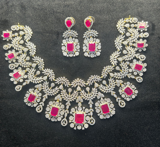 Royal Fuchsia Bridal Necklace Set