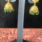 Floral Stud Jhumkas with Green Bead Drops