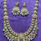 Antique Meenakari Long Temple Necklace Set