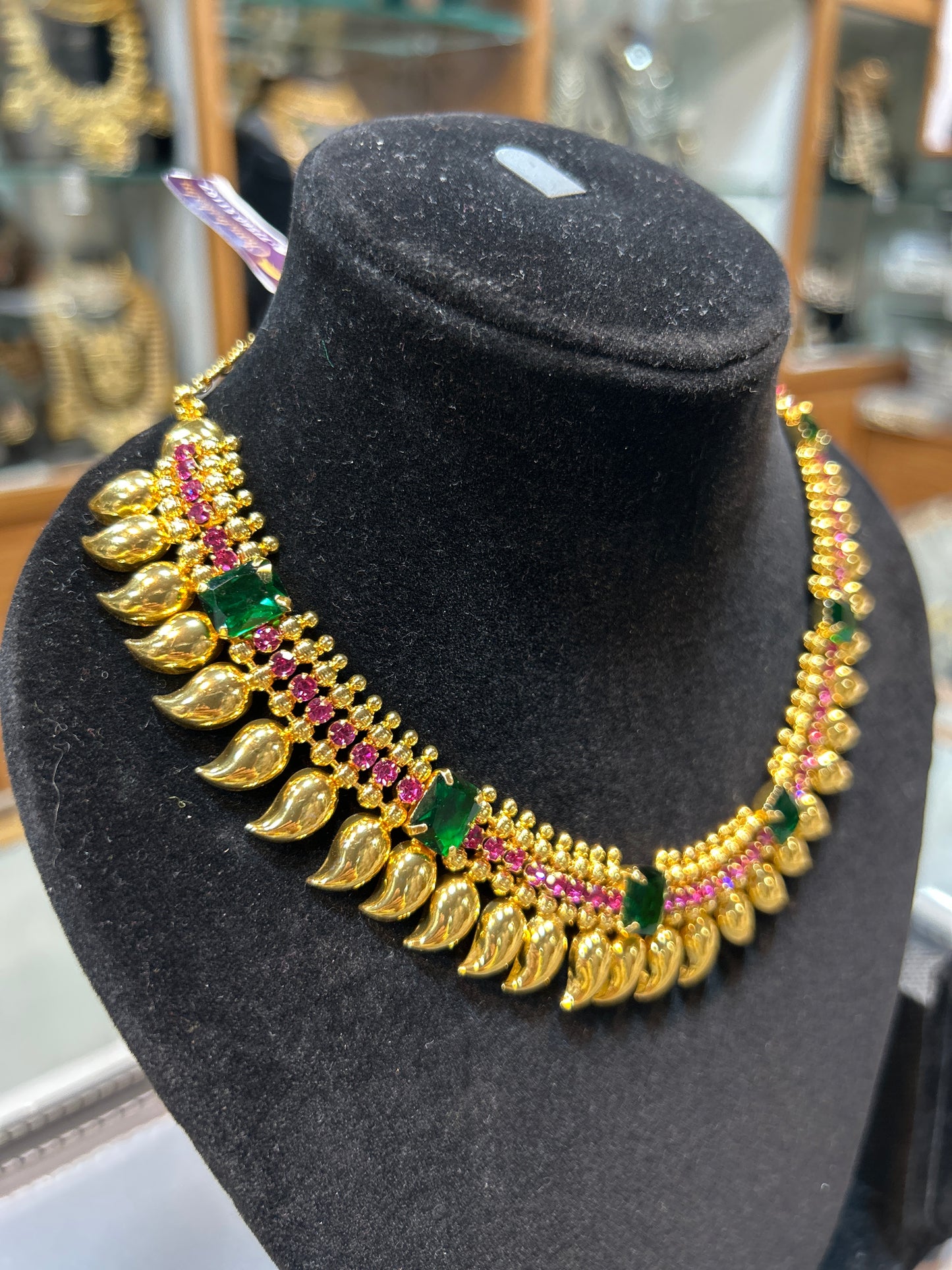 Royal Maharashtrian Gemstone Leaf Choker Necklace