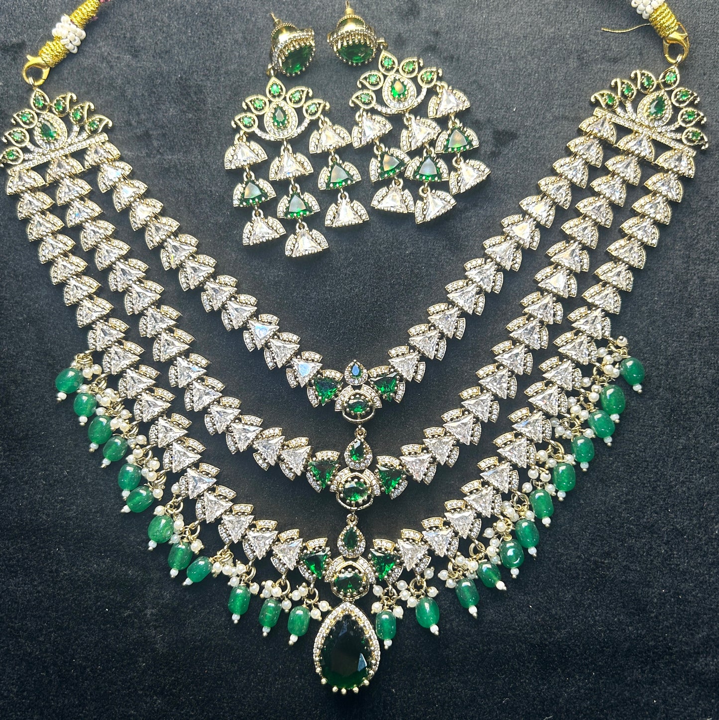 Emerald Princess Layered AD Necklace Set