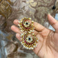 Royal Ruby–Pearl Kundan Chandbali Earrings