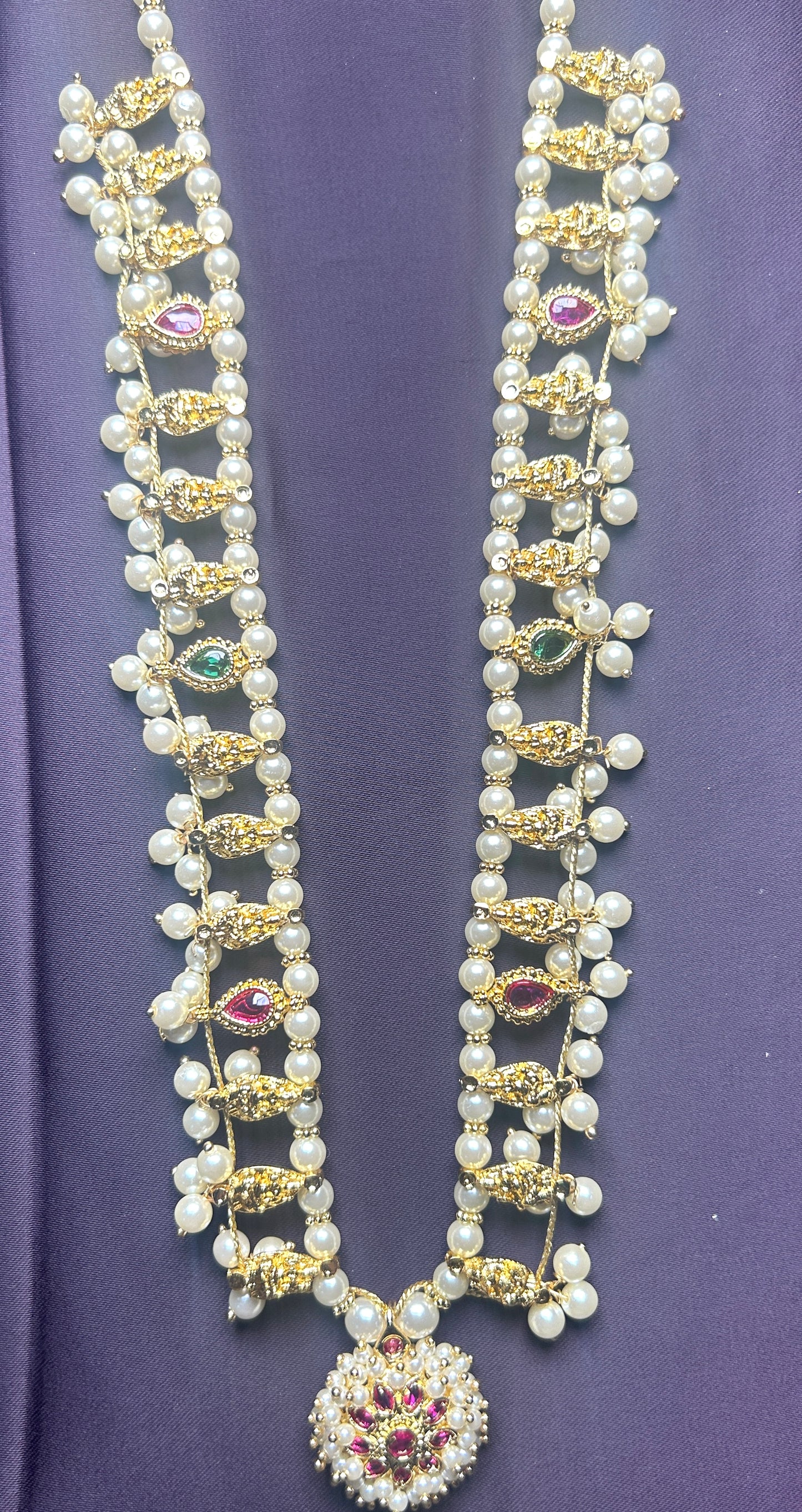 Elegant Pearl & Gold-Tone Temple Necklace