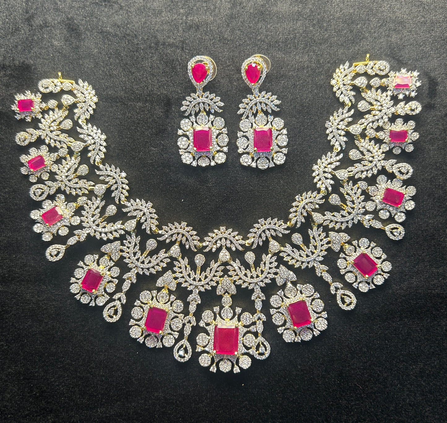 Royal Fuchsia Bridal Necklace Set