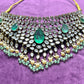 Emerald Green Stone Choker Set with Earrings