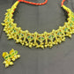 Traditional Green Stone Choker Set with Earrings