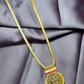 Lakshmi Coin Pendant Necklace with Ruby Accents