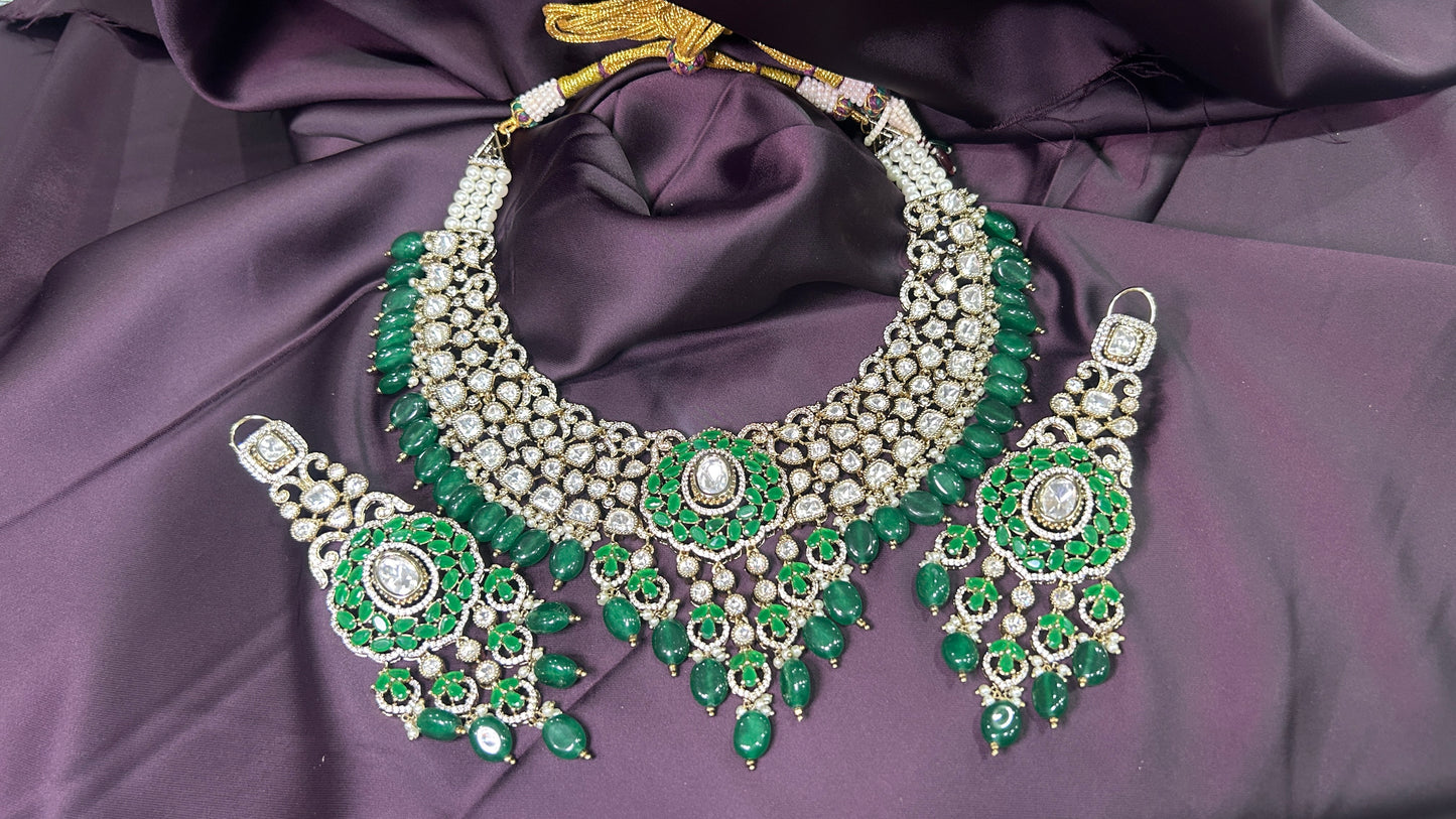 Grand Emerald Polki Maharani Set