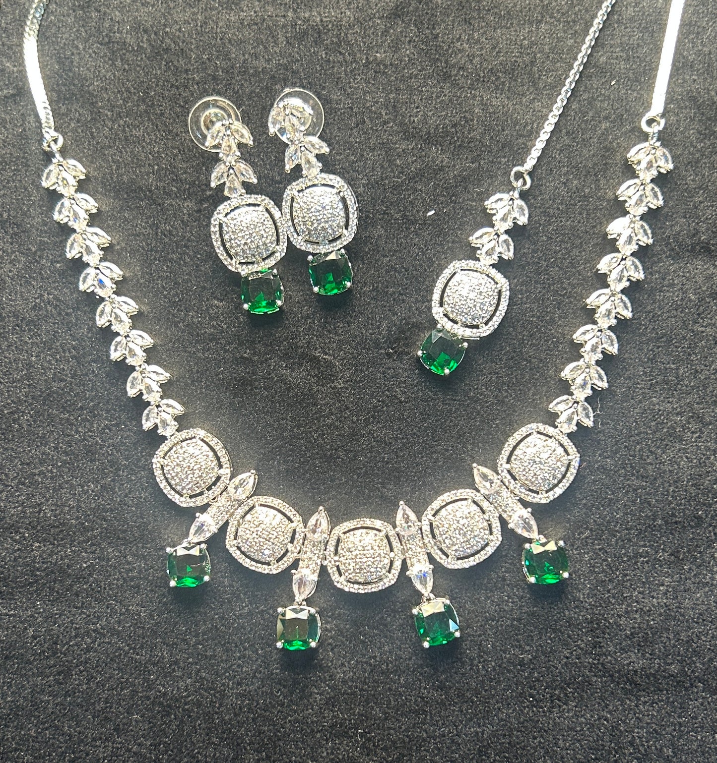 Emerald Grace CZ Necklace Set