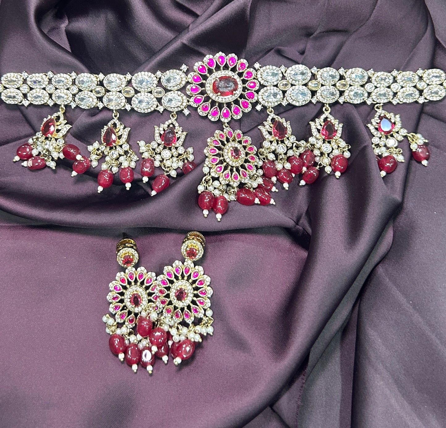 Royal Ruby & CZ Choker Set
