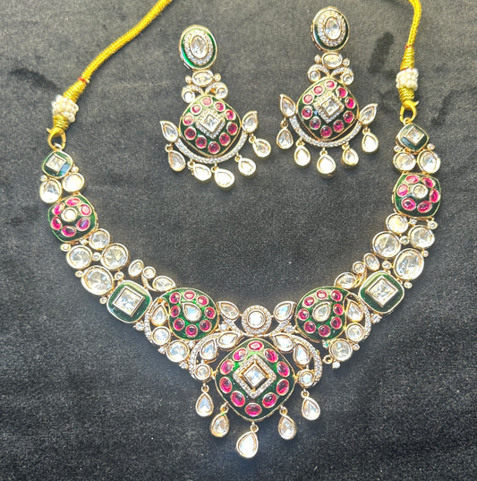 Ruby Meenakari Kundan Bridal Necklace Set