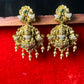 Temple Lakshmi Earrings with Peacock Design