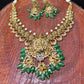 Lakshmi Antique Temple Necklace with Emerald Drops