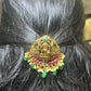 Goddess Lakshmi Temple Hair Brooch – Ruby & Emerald Bridal Edition