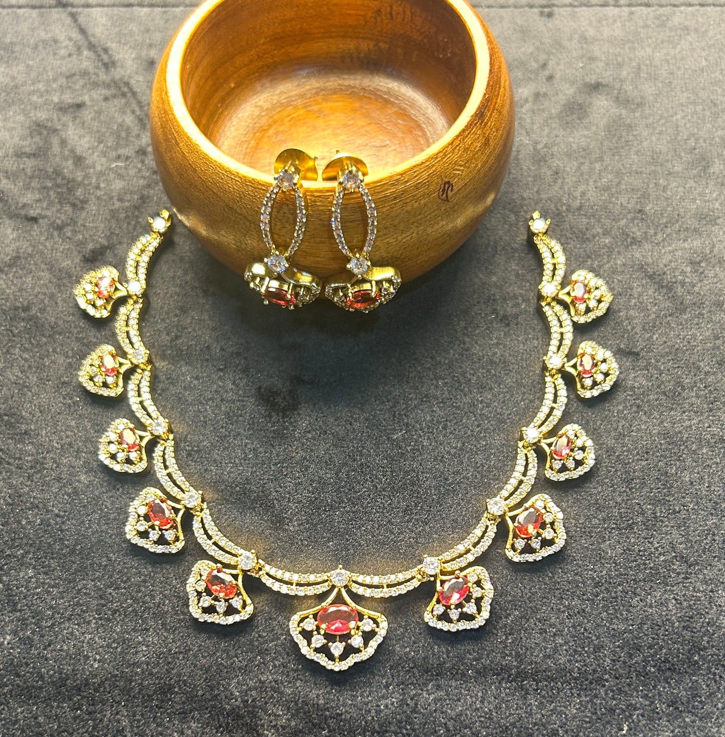 Ruby Drop Elegance Necklace Set