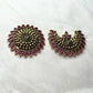 Antique South Indian Sun & Moon Brooch – Ruby Matte Finish