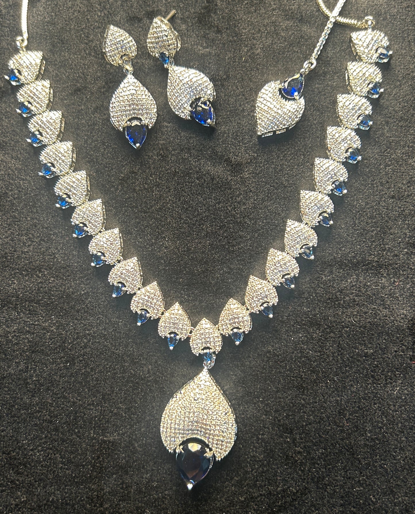 Blue Royale CZ Necklace Set