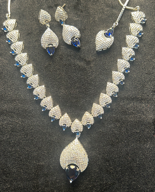 Blue Royale CZ Necklace Set