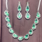 Emerald Drop Necklace Set with Earrings
