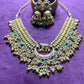 Royal Pachikundan Elephant Motif Necklace Set with Emerald Accents