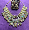 Royal Pachikundan Elephant Motif Necklace Set with Emerald Accents