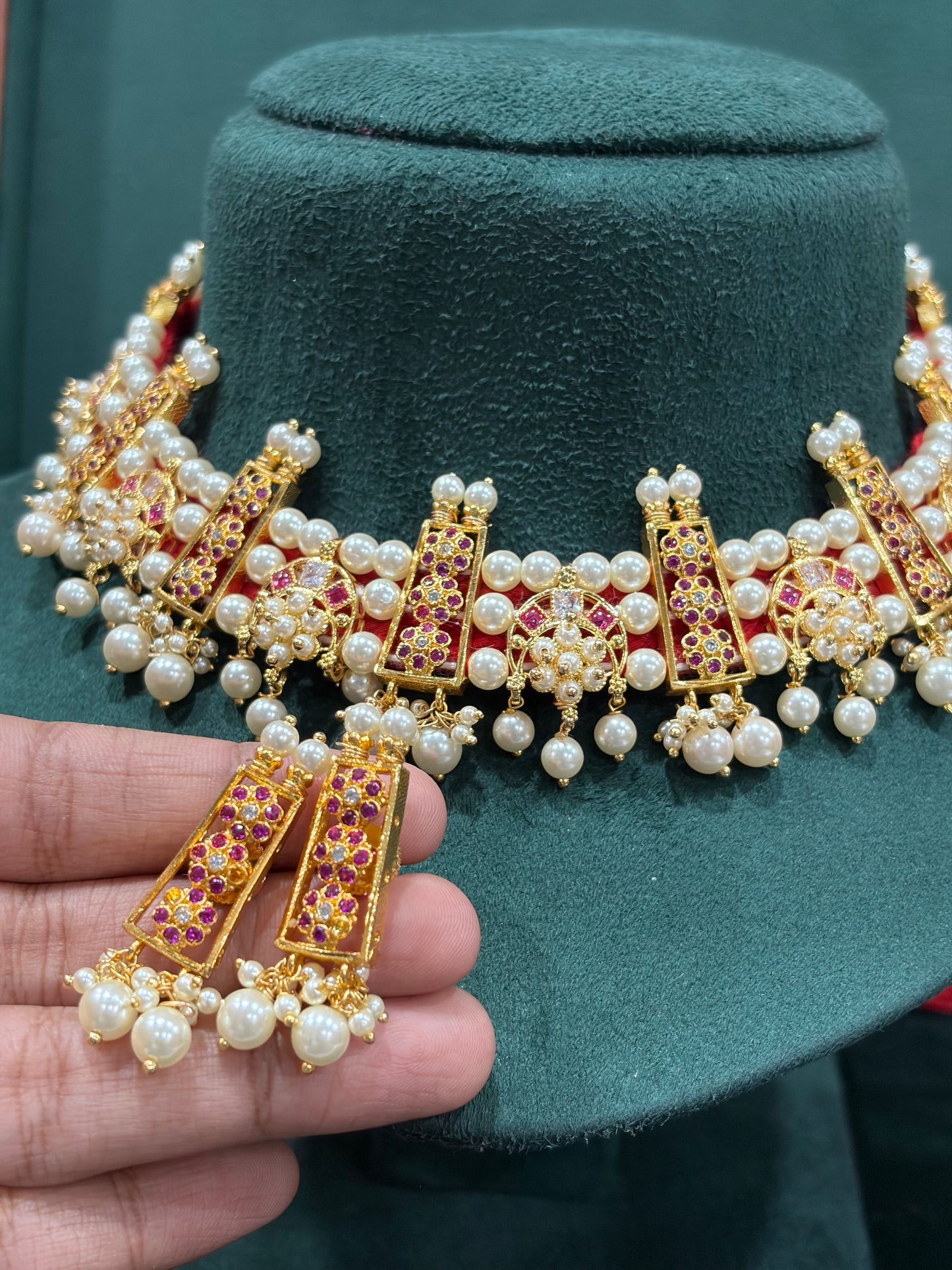 Rajnandini Silk Pearl Choker Set