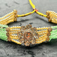 Kundan Floral Choker with Pearl & Green Bead Strands